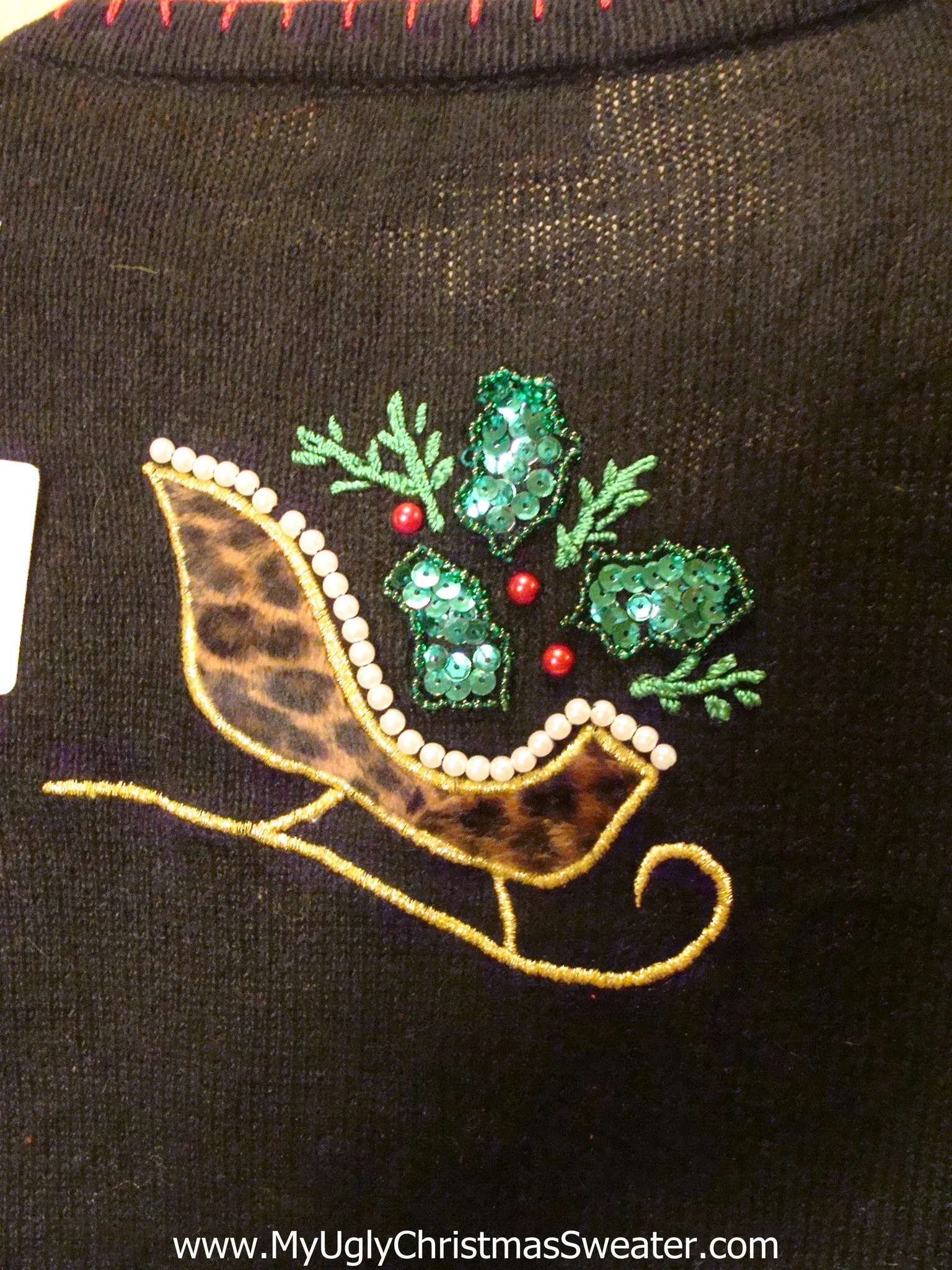 2sided Funny Ugly Sweater with Animal Print Sleighs