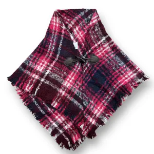 Girls Size 2/3 Years Pink & Navy Plaid Button Close Shawl