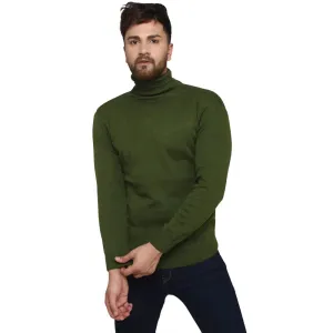 Men's Plain High Neck Sweaters,Olive